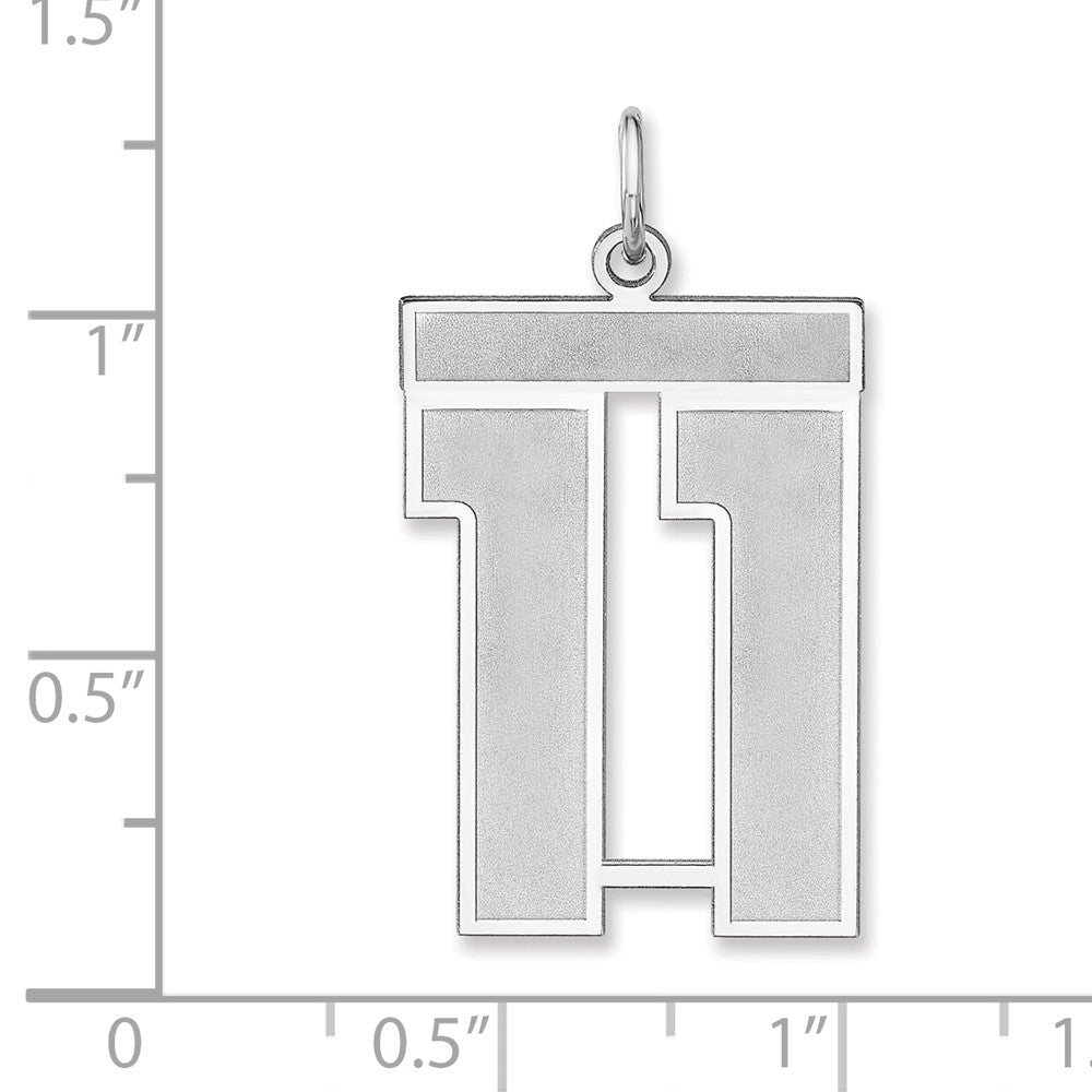 Sterling Silver/Rhodium-plated Satin Number 11 Charm