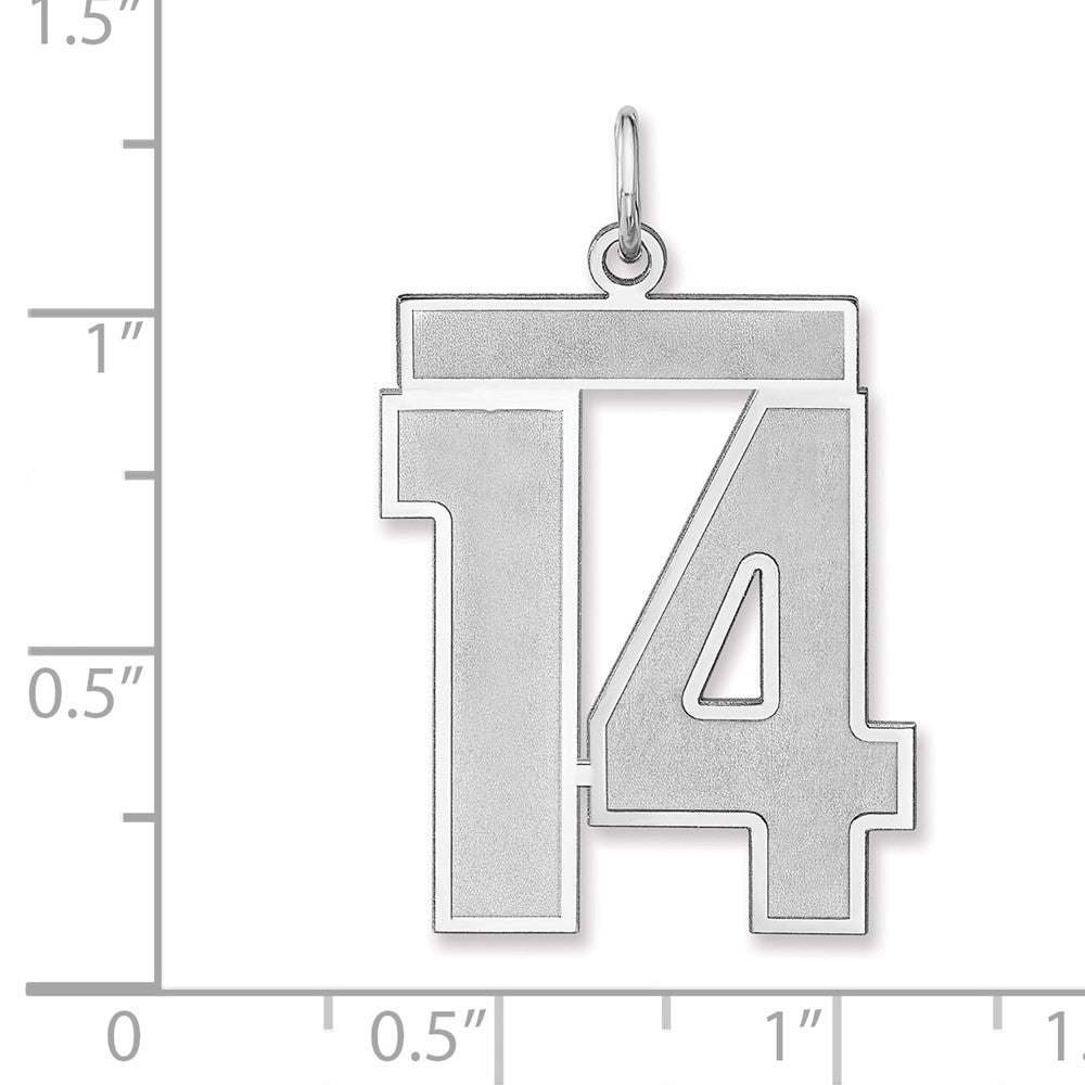 Sterling Silver/Rhodium-plated Satin Number 14 Charm