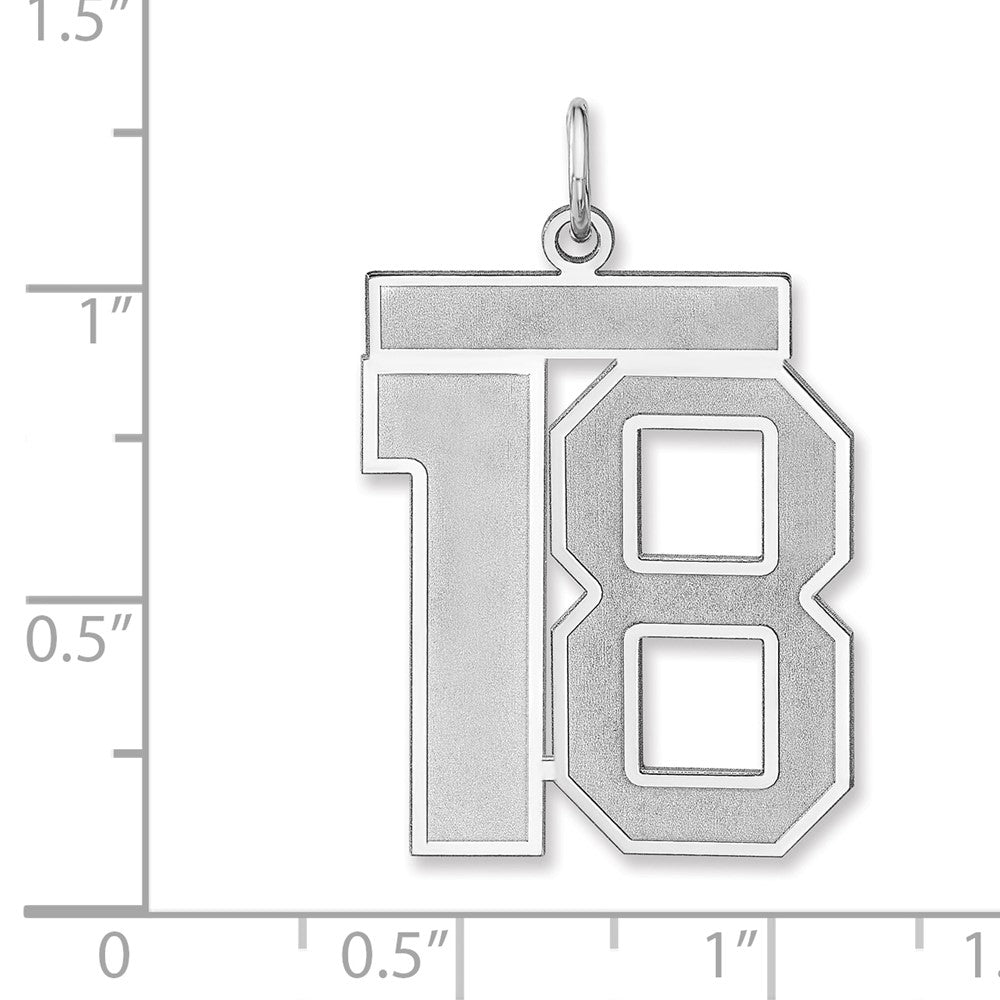 Sterling Silver/Rhodium-plated Satin Number 18 Charm