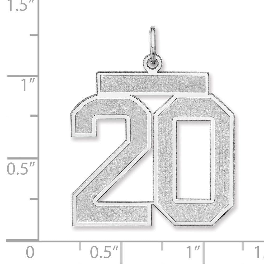 Sterling Silver/Rhodium-plated Satin Number 20 Charm