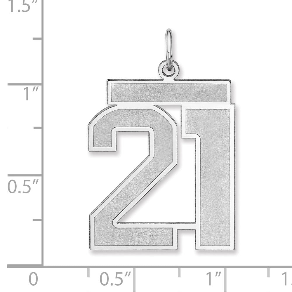 Sterling Silver/Rhodium-plated Satin Number 21 Charm