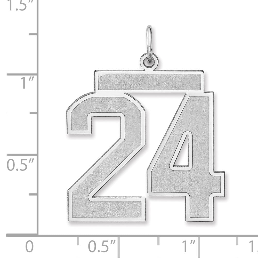 Sterling Silver/Rhodium-plated Satin Number 24 Charm