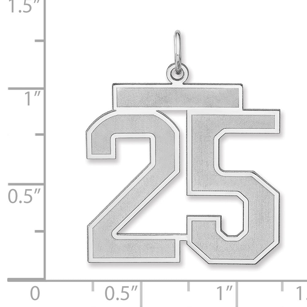 Sterling Silver/Rhodium-plated Satin Number 25 Charm