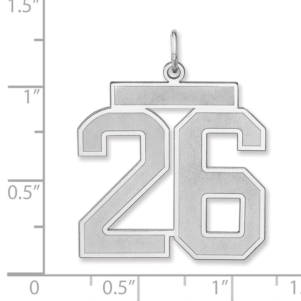 Sterling Silver/Rhodium-plated Satin Number 26 Charm
