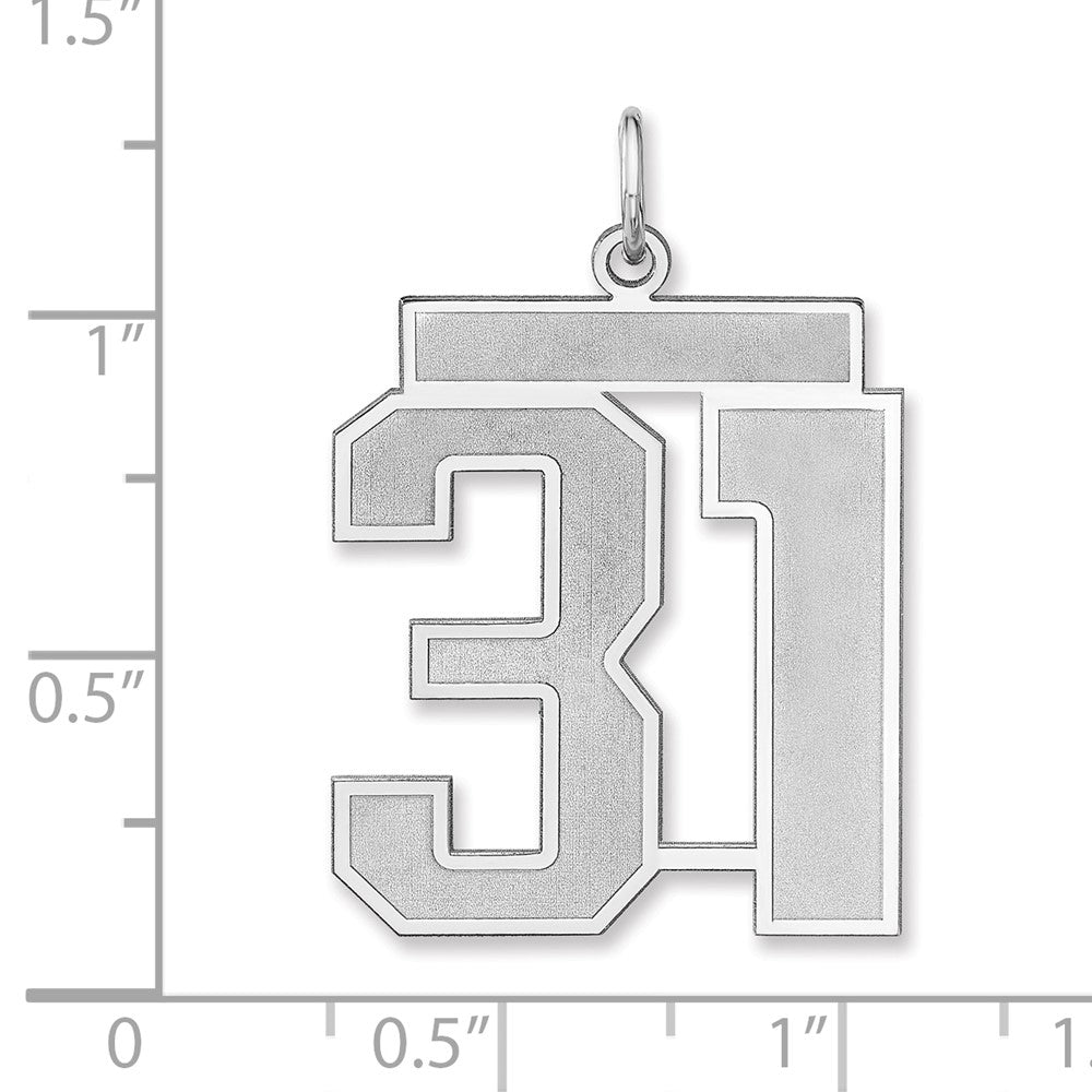Sterling Silver/Rhodium-plated Satin Number 31 Charm