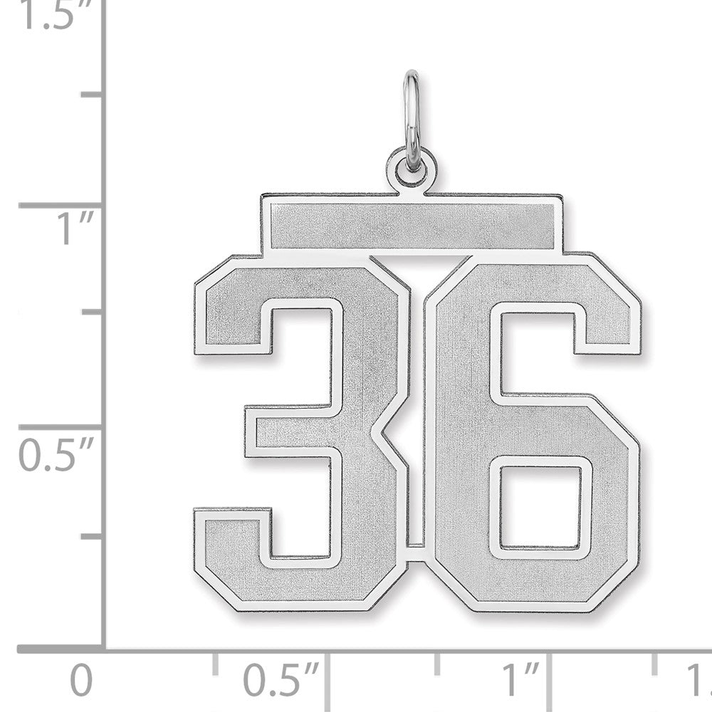 Sterling Silver/Rhodium-plated Satin Number 36 Charm