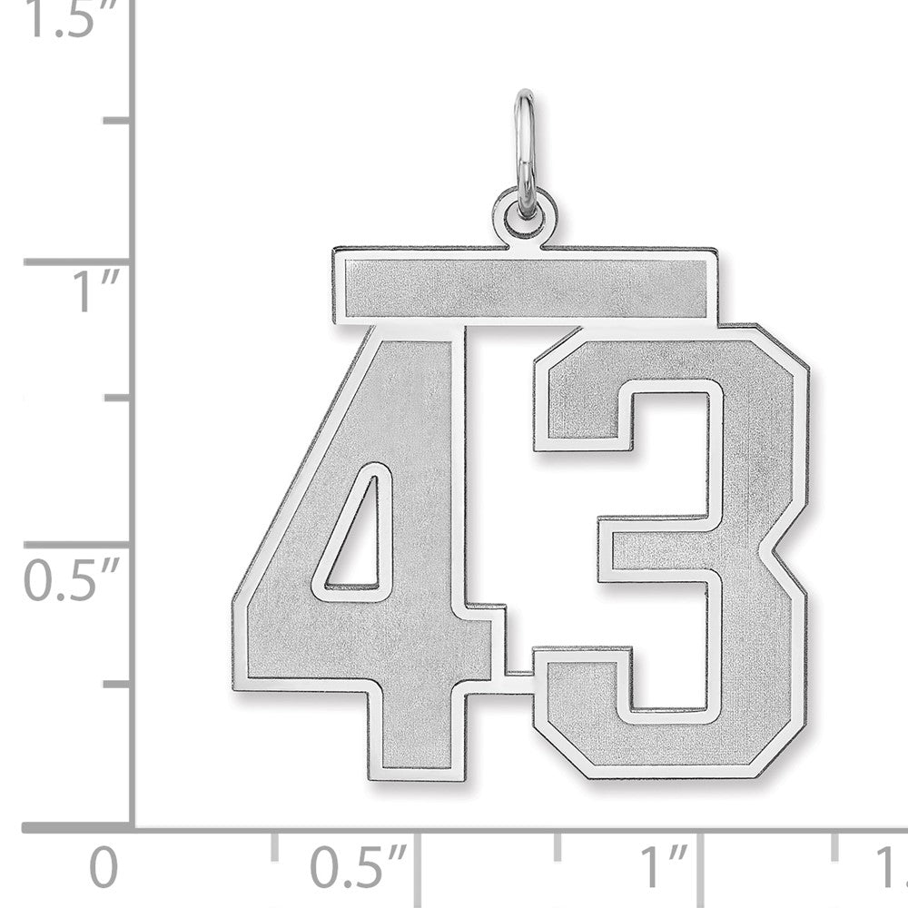 Sterling Silver/Rhodium-plated Satin Number 43 Charm
