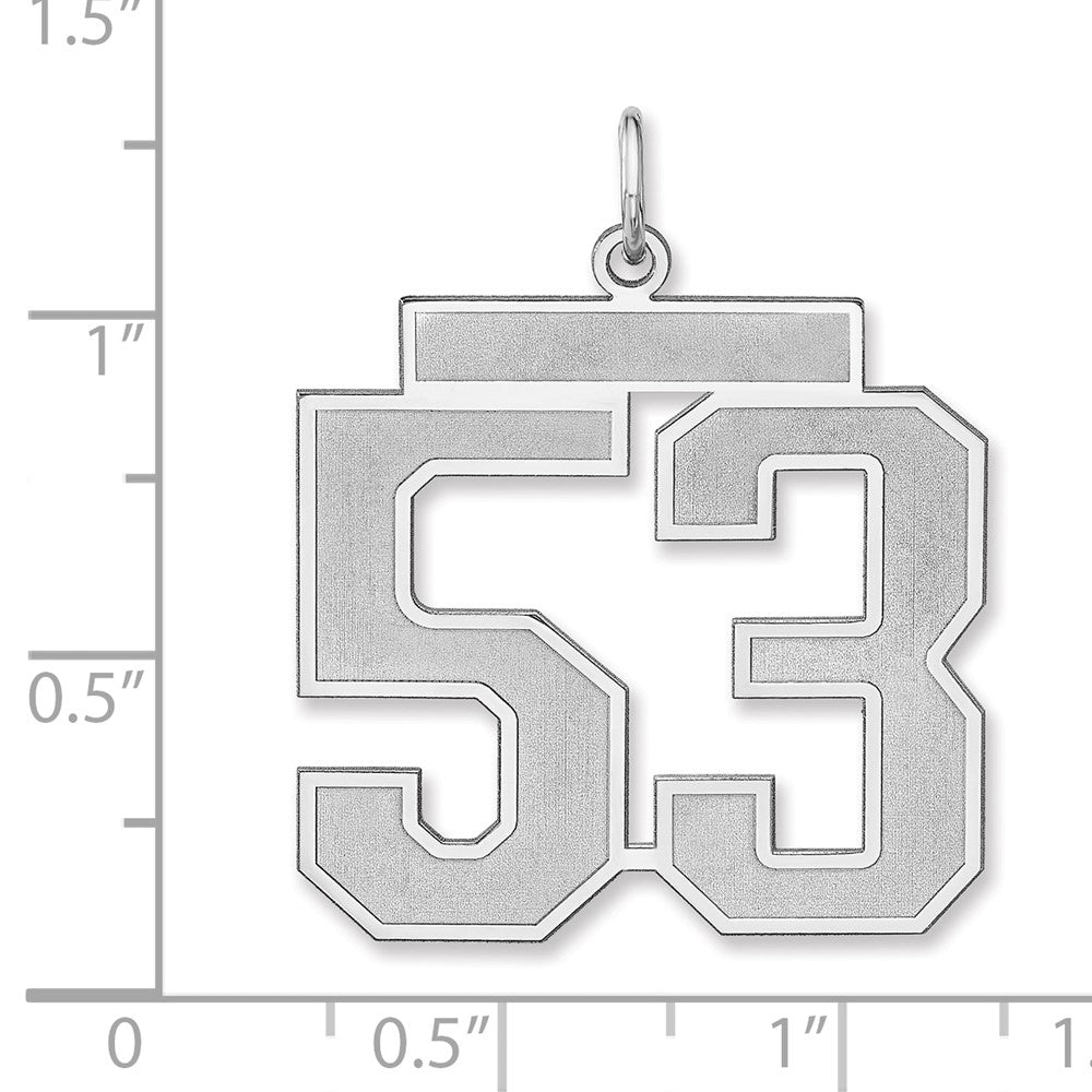 Sterling Silver/Rhodium-plated Satin Number 53 Charm
