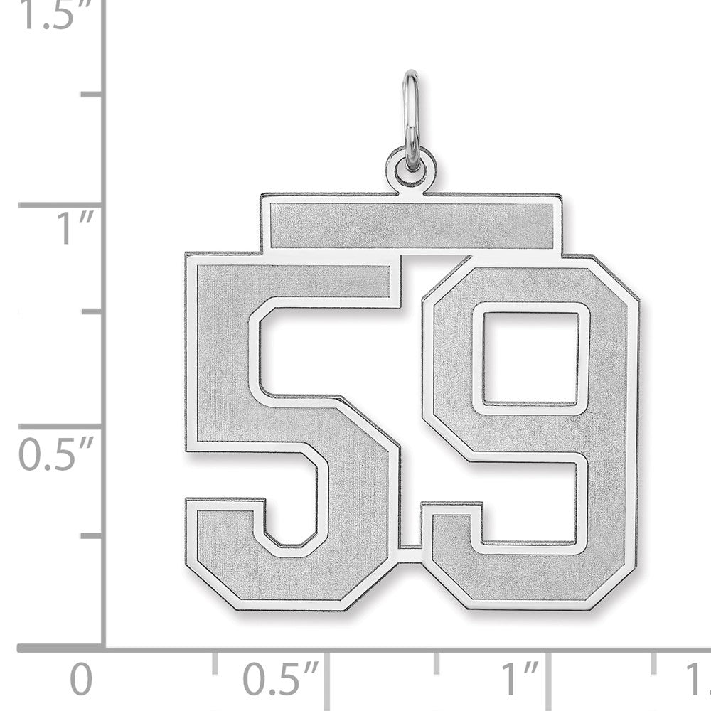 Sterling Silver/Rhodium-plated Satin Number 59 Charm