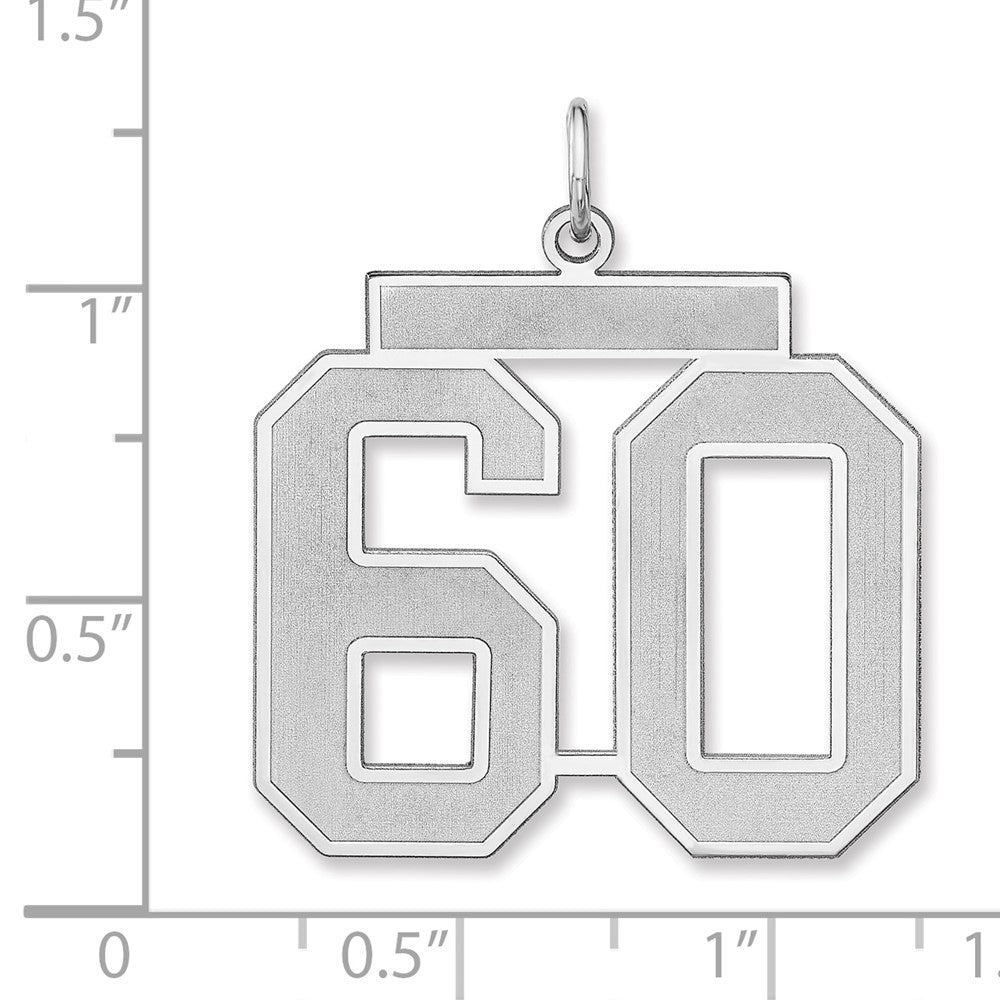 Sterling Silver/Rhodium-plated Satin Number 60 Charm
