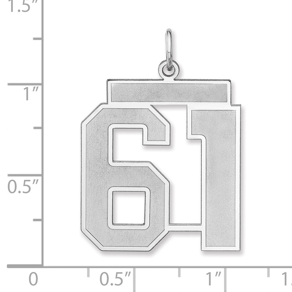 Sterling Silver/Rhodium-plated Satin Number 61 Charm