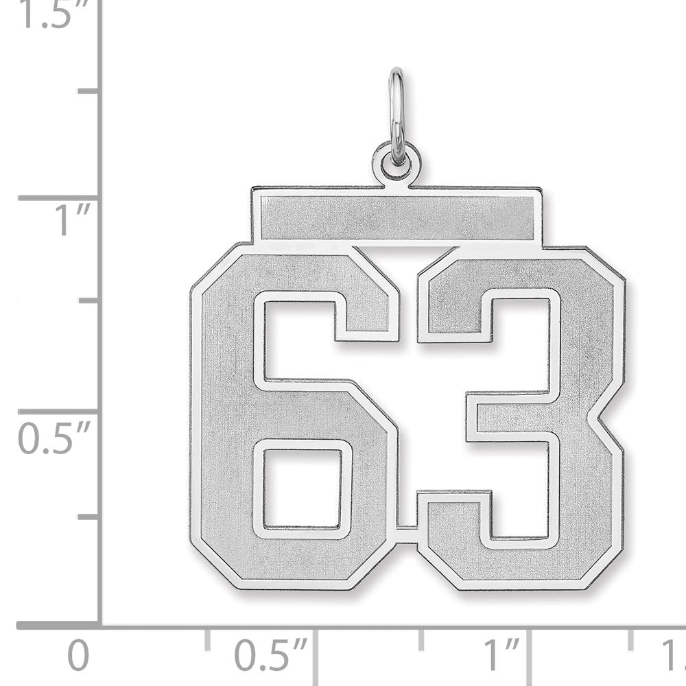 Sterling Silver/Rhodium-plated Satin Number 63 Charm