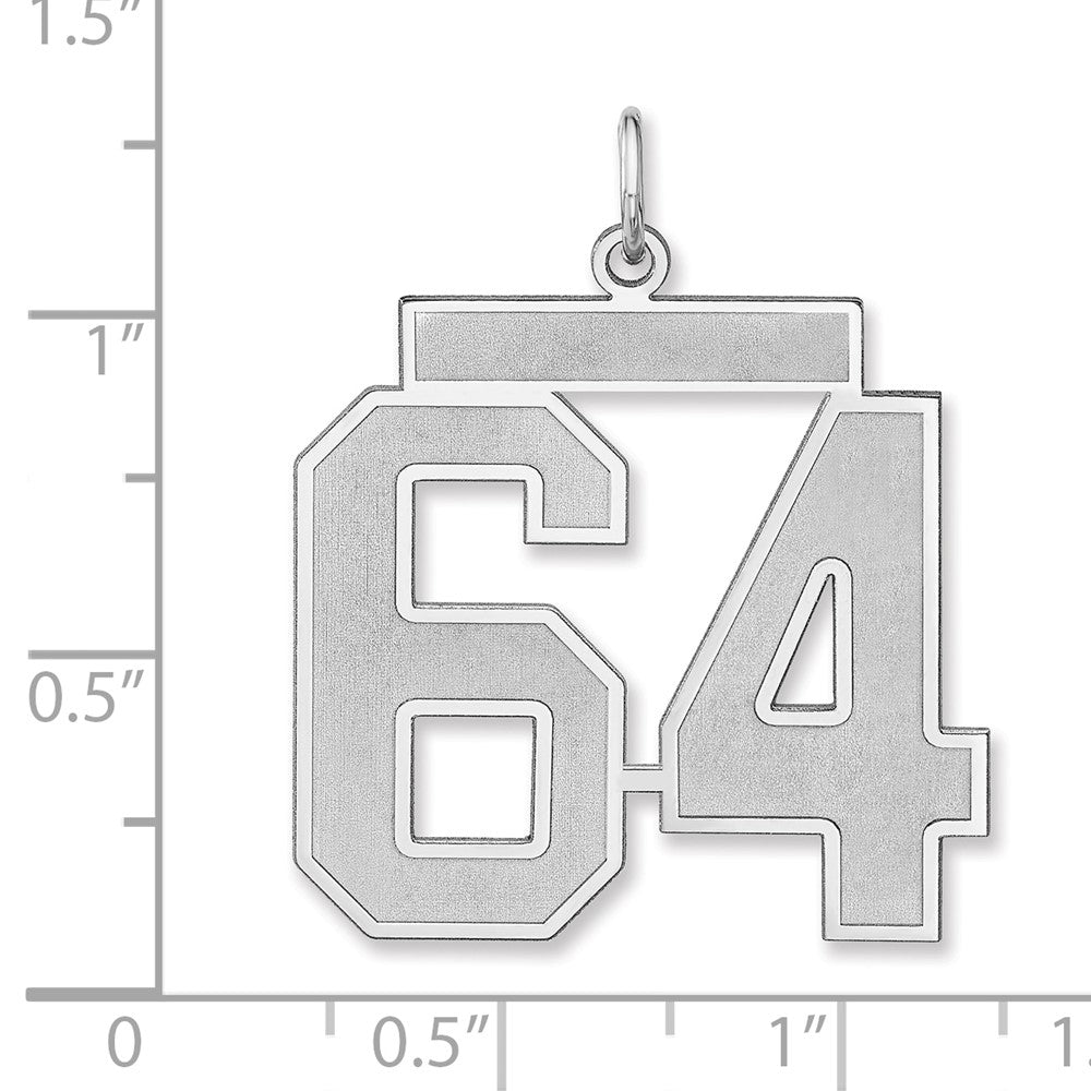Sterling Silver/Rhodium-plated Satin Number 64 Charm