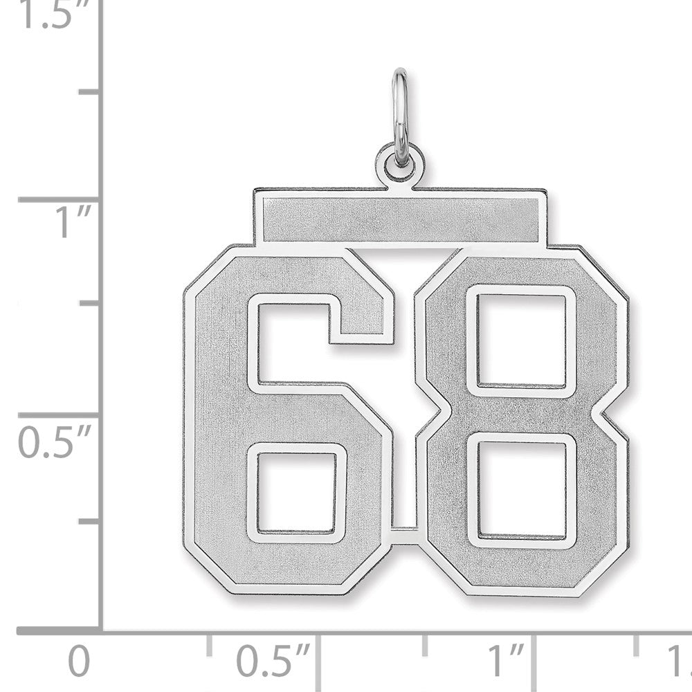 Sterling Silver/Rhodium-plated Satin Number 68 Charm