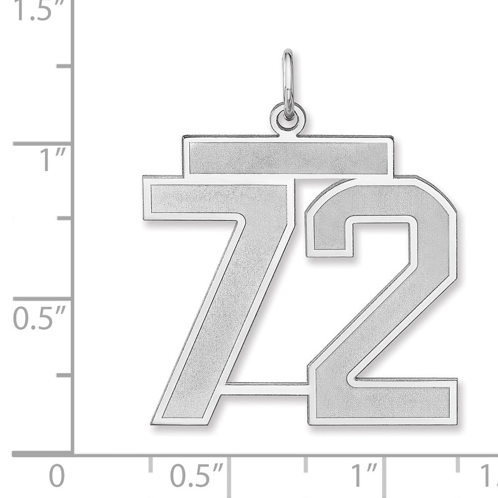 Sterling Silver/Rhodium-plated Satin Number 72 Charm