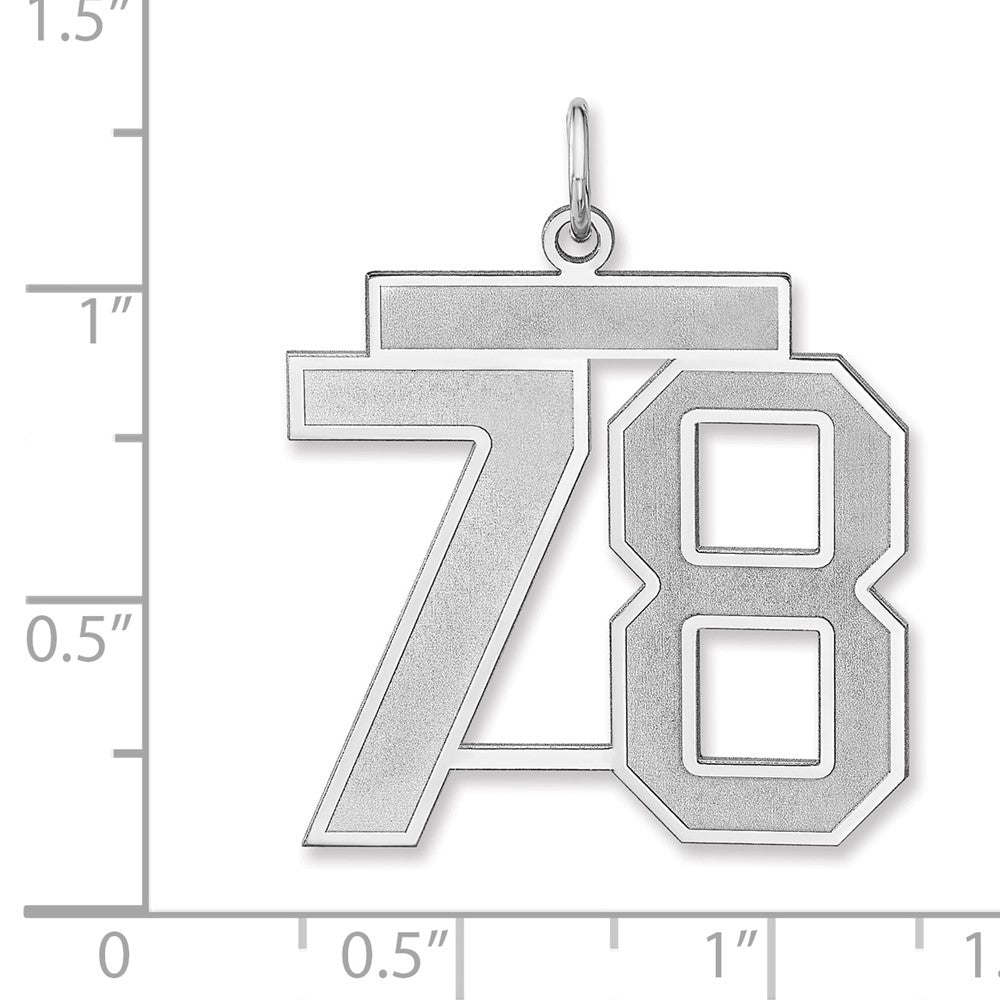 Sterling Silver/Rhodium-plated Satin Number 78 Charm