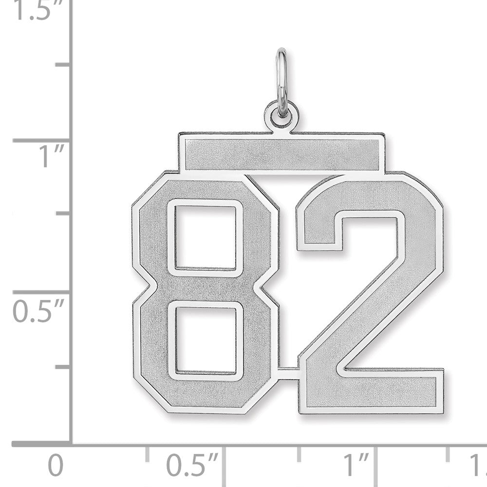 Sterling Silver/Rhodium-plated Satin Number 82 Charm