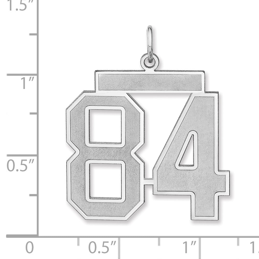 Sterling Silver/Rhodium-plated Satin Number 84 Charm