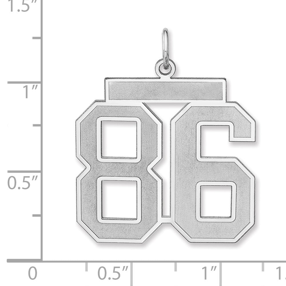 Sterling Silver/Rhodium-plated Satin Number 86 Charm