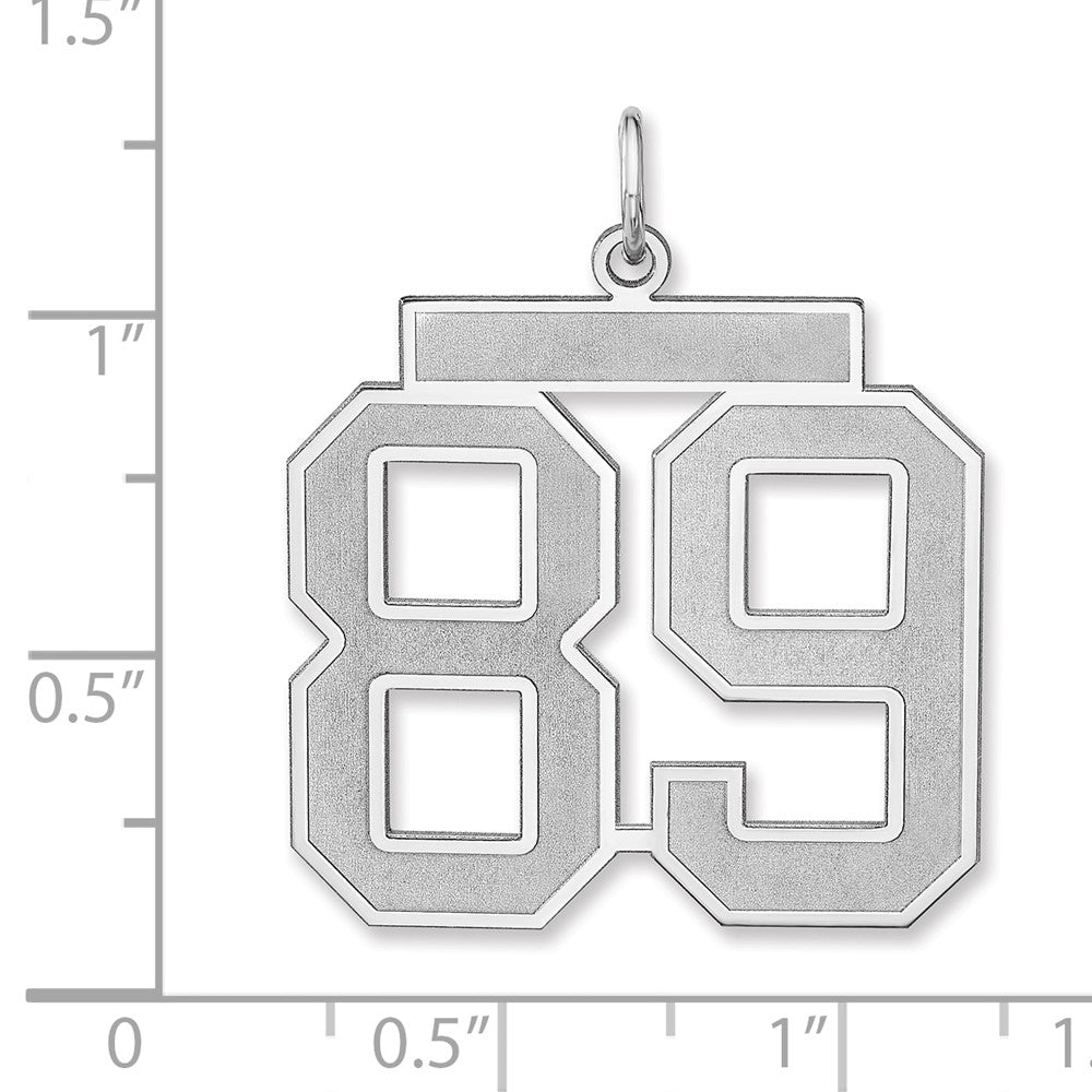 Sterling Silver/Rhodium-plated Satin Number 89 Charm