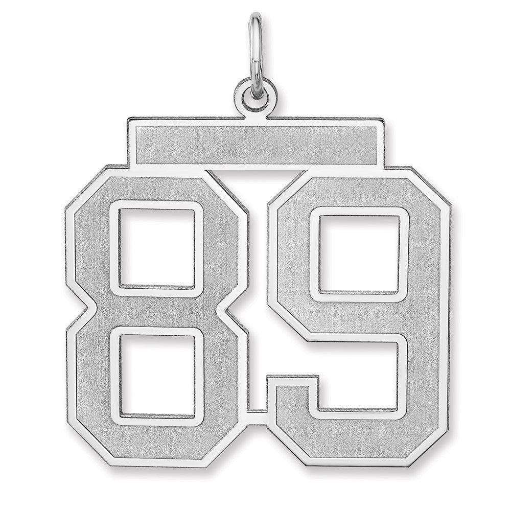 Sterling Silver/Rhodium-plated Satin Number 89 Charm