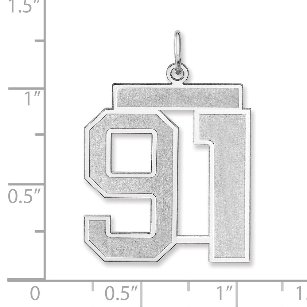 Sterling Silver/Rhodium-plated Satin Number 91 Charm