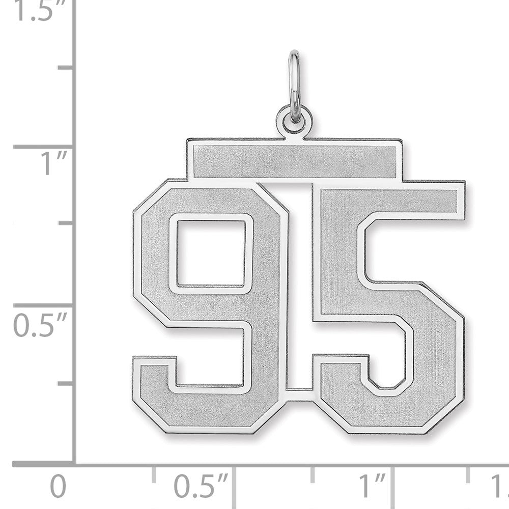 Sterling Silver/Rhodium-plated Satin Number 95 Charm