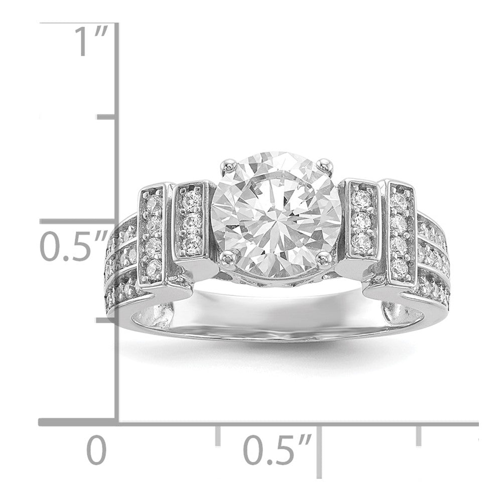 Sterling Silver Rhodium-plated CZ Tiered Pav‚ Ring