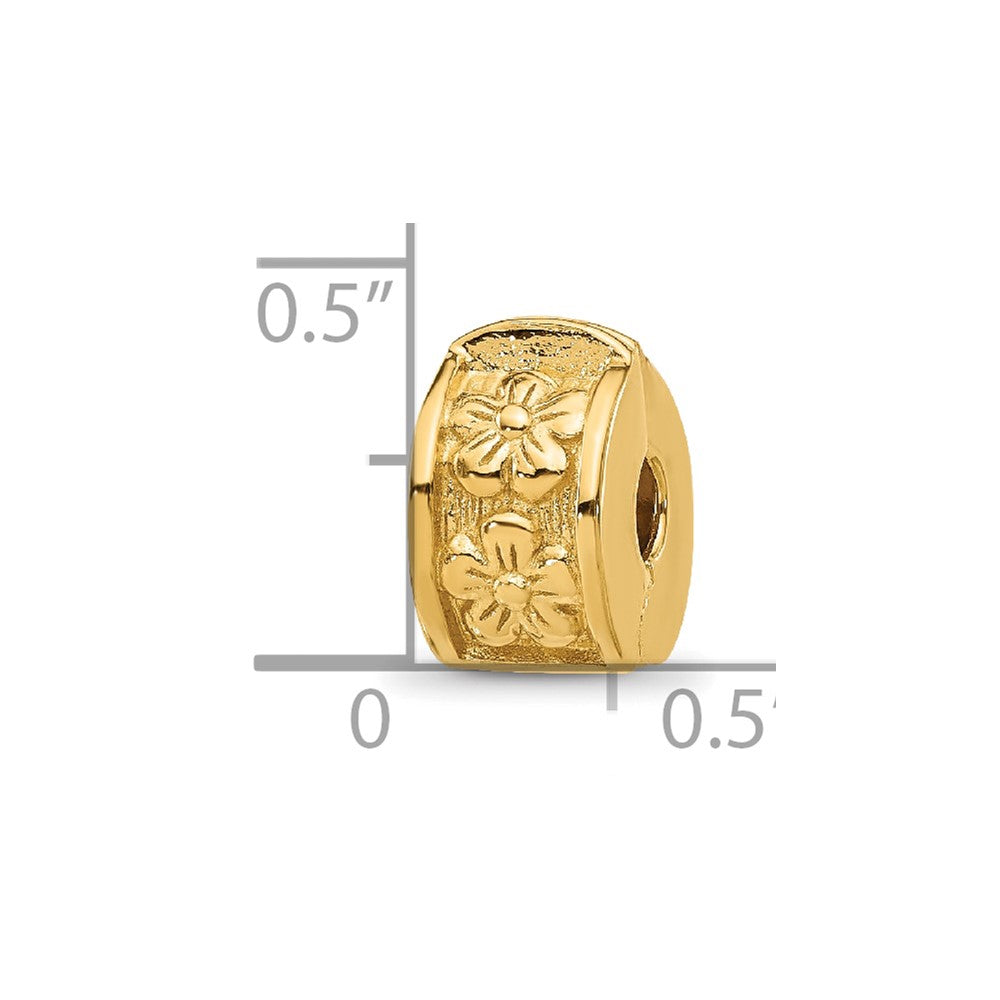 Sterling Silver Reflections Gold-plated Floral Hinged Clip Bead