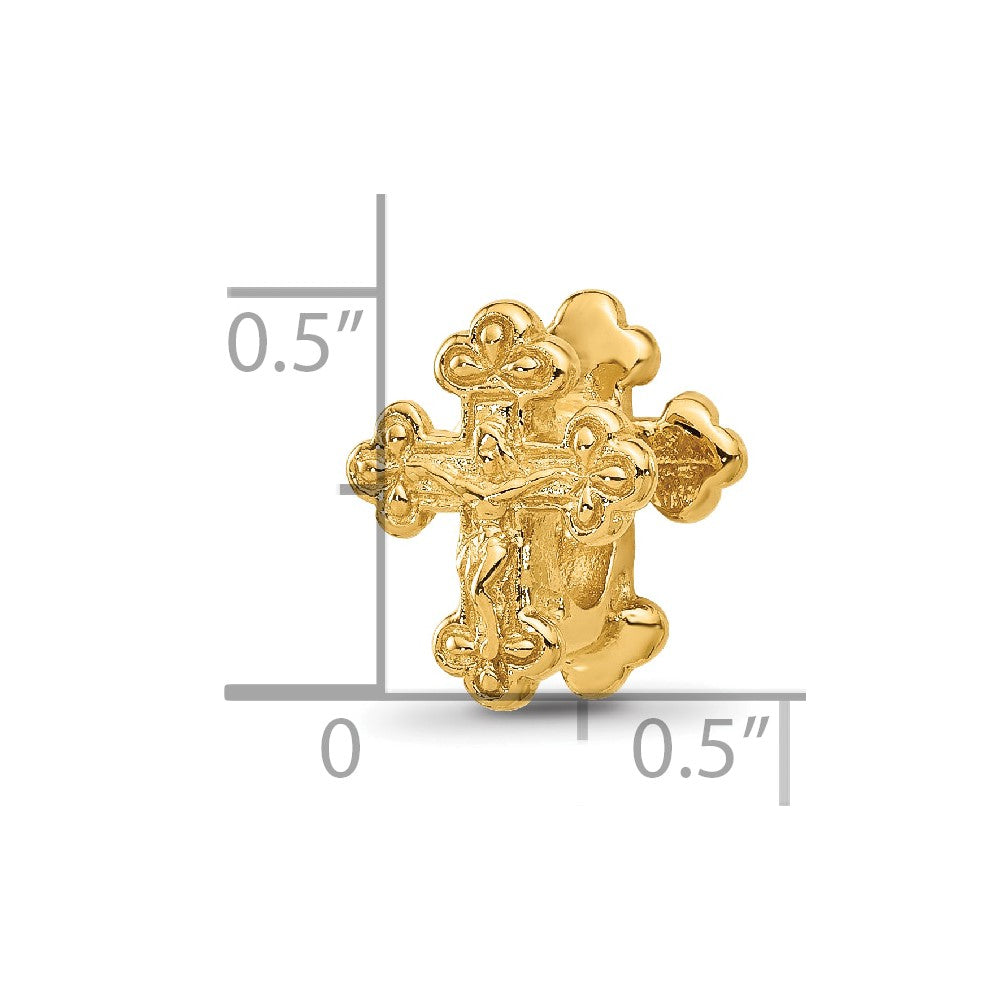 Sterling Silver Reflections Gold-plated Budded Crucifix Bead