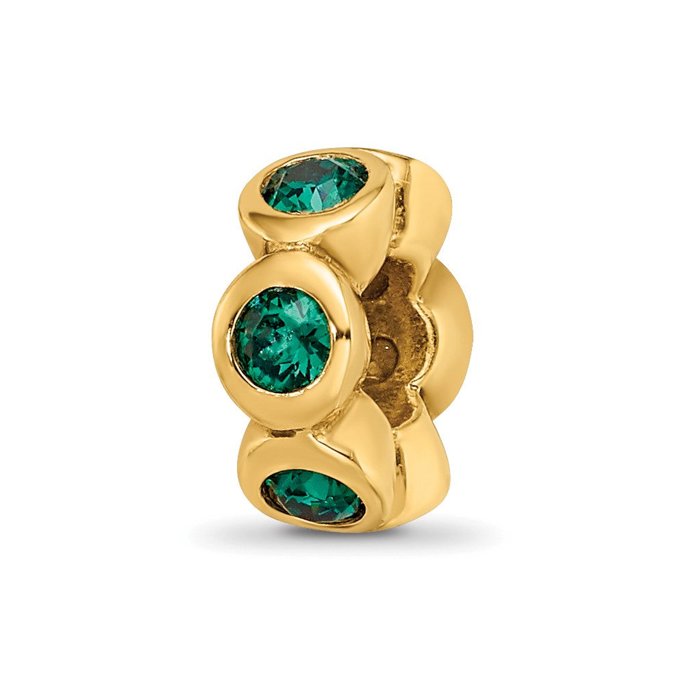 Sterling Silver Gold-plated Reflections May Green Preciosa Crystal Bead