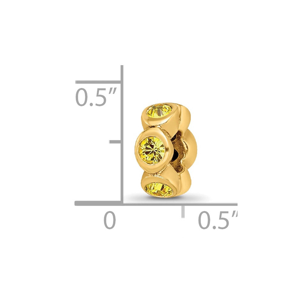 Sterling Silver Gold-plated Reflections Nov Yellow Preciosa Crystal Bead