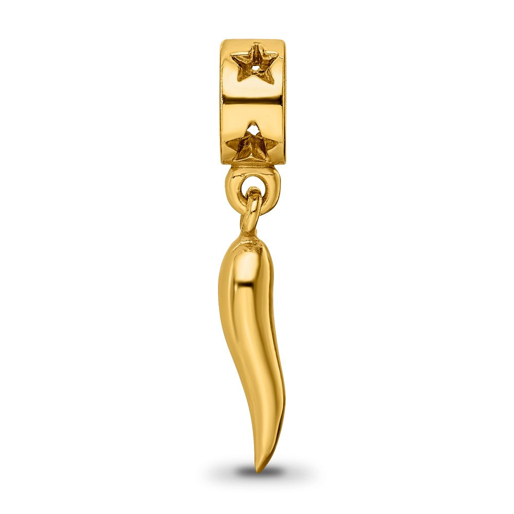 Sterling Silver Gold-plated Reflections Italian Horn Dangle Bead