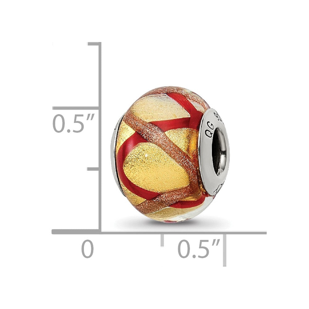 Sterling Silver Reflections Yellow/Gold/Red Italian Murano Bead