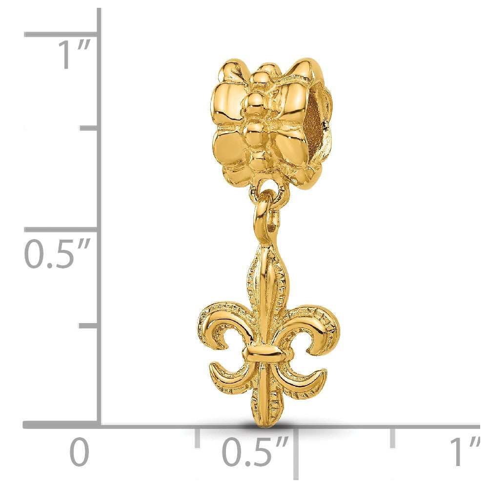 Sterling Silver Reflections Gold-plated Fleur De Lis Dangle Bead