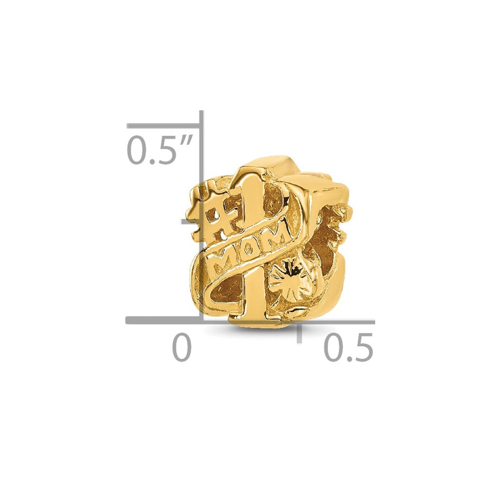 Sterling Silver Reflections Gold-plated Number 1 Mom Floral Bead