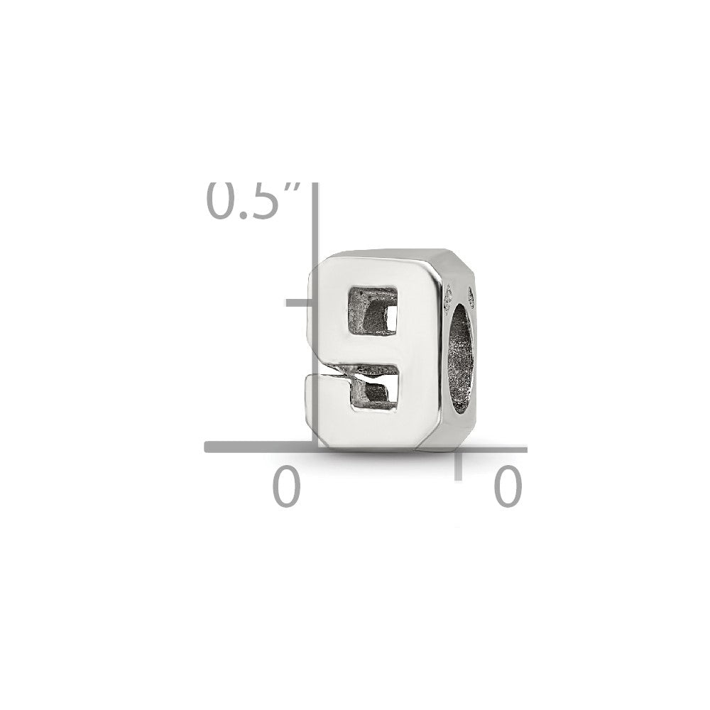 Sterling Silver Reflections Number 9 Bead