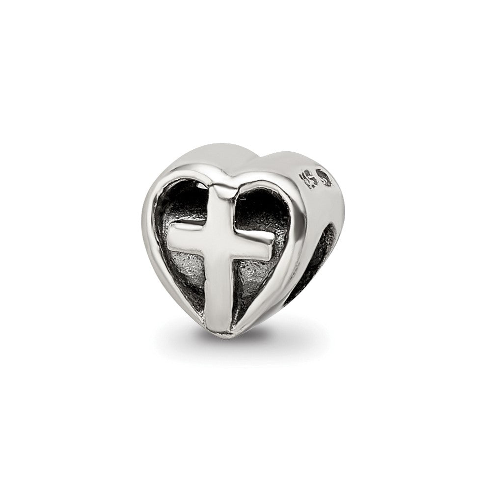 Sterling Silver Reflections Heart w/Cross Bead