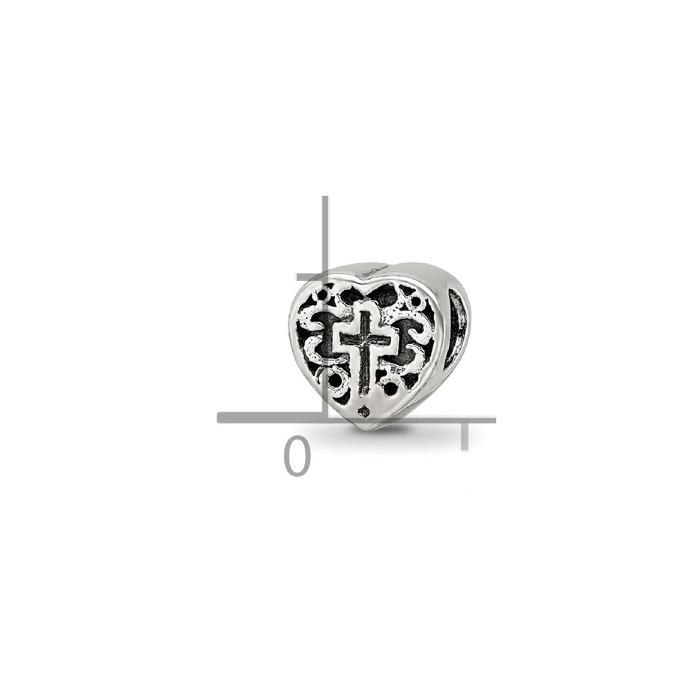 Sterling Silver Reflections Heart w/Cross and Scroll Bead