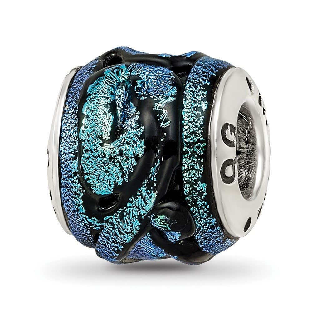 Sterling Silver Reflections Blue Dichroic Glass Bead