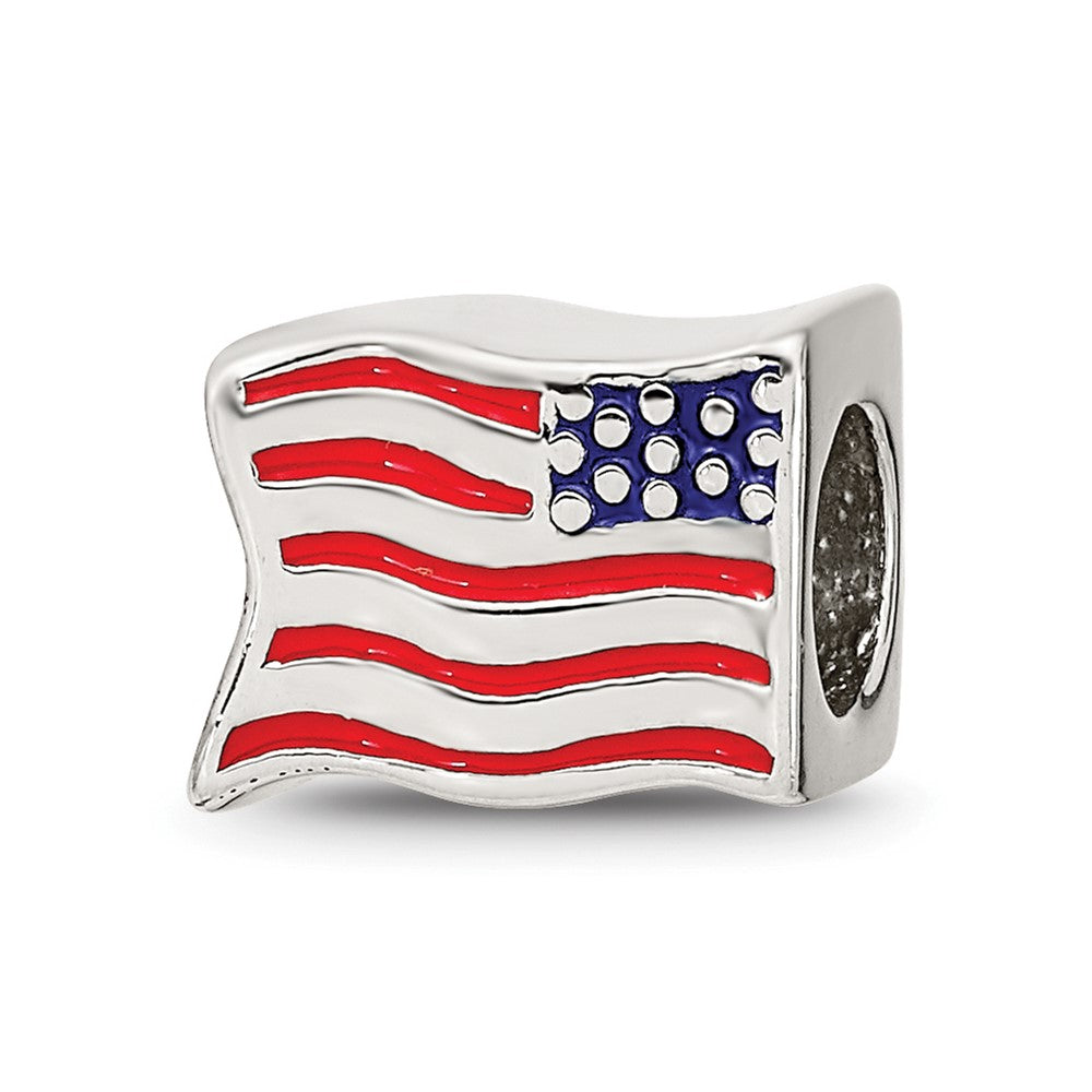 Sterling Silver Reflections Enameled USA Flag Bead