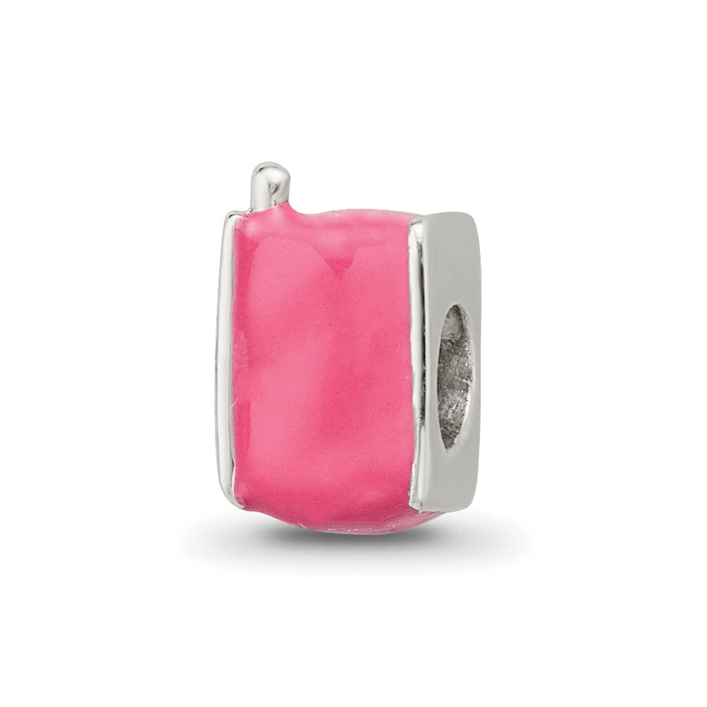 Sterling Silver Reflections Enameled Pink Cell Phone Bead
