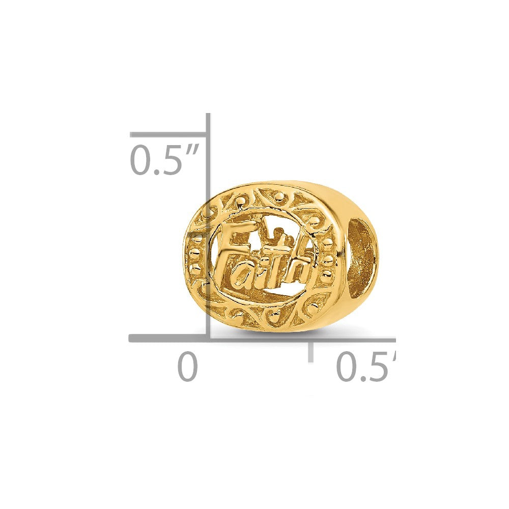 Sterling Silver Reflections Gold-plated Floral Faith Oval Bead