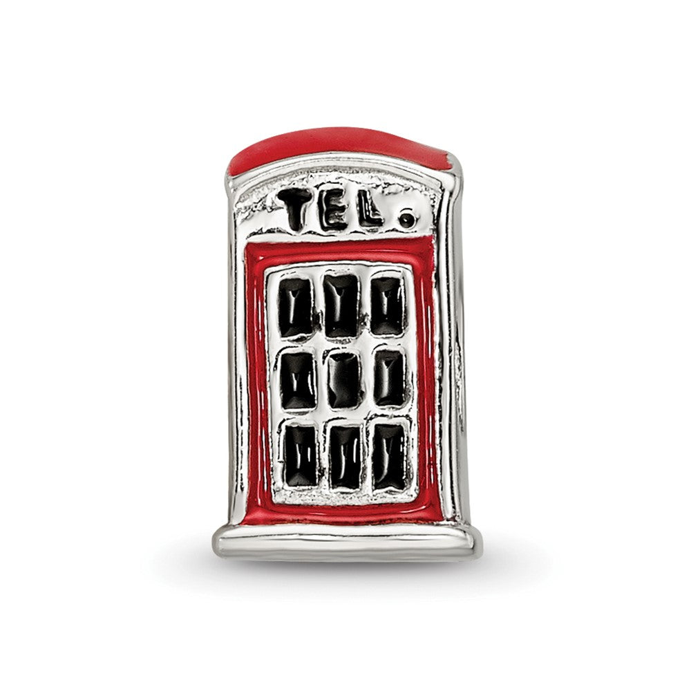 Sterling Silver Reflections Enameled Telephone Booth Bead