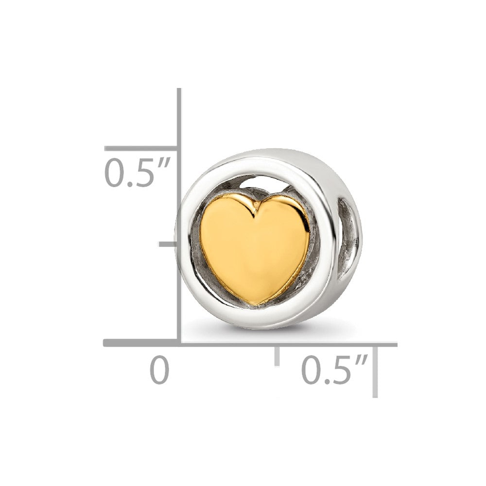 Sterling Silver Reflections Gold-plated Heart Bead