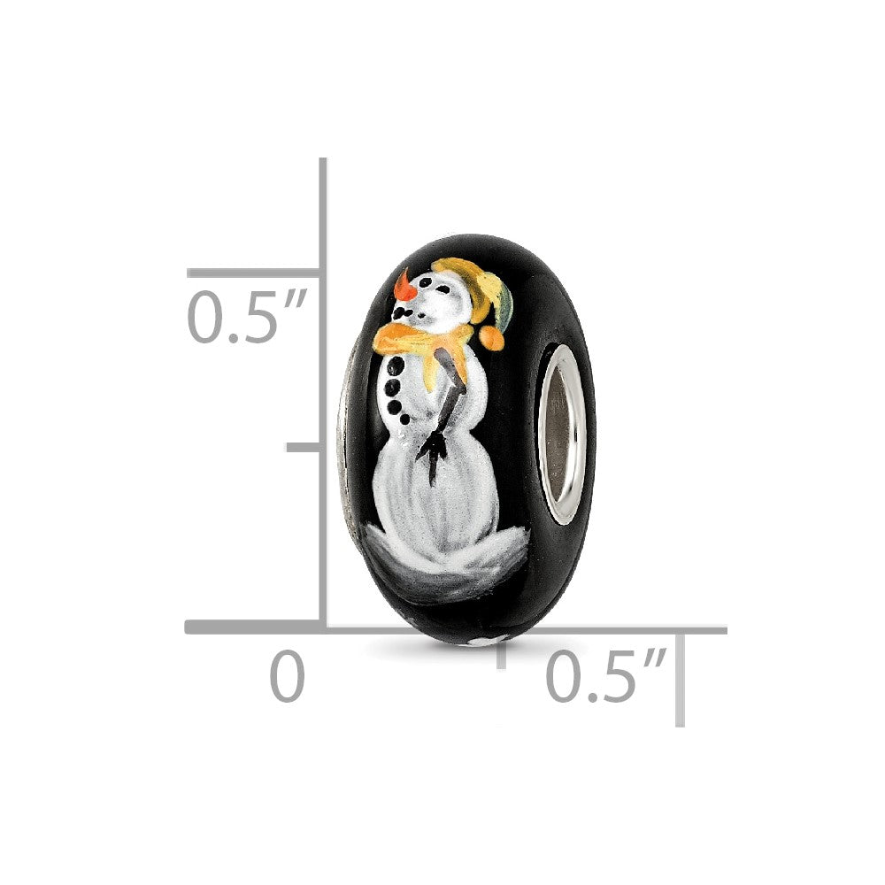 Sterling Silver Reflections Black Snowman Frosty Nights Fenton Glass Bead