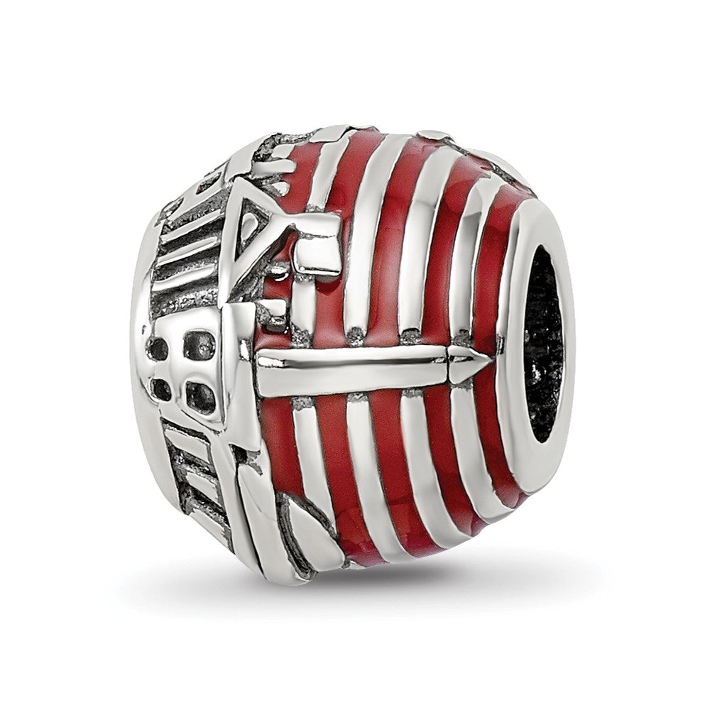 Sterling Silver Reflections Enameled American Flag Bead