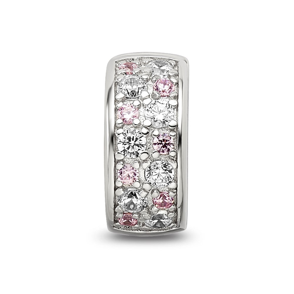 Sterling Silver Reflections Rhodium-plated White & Pink CZ Hinged Bead