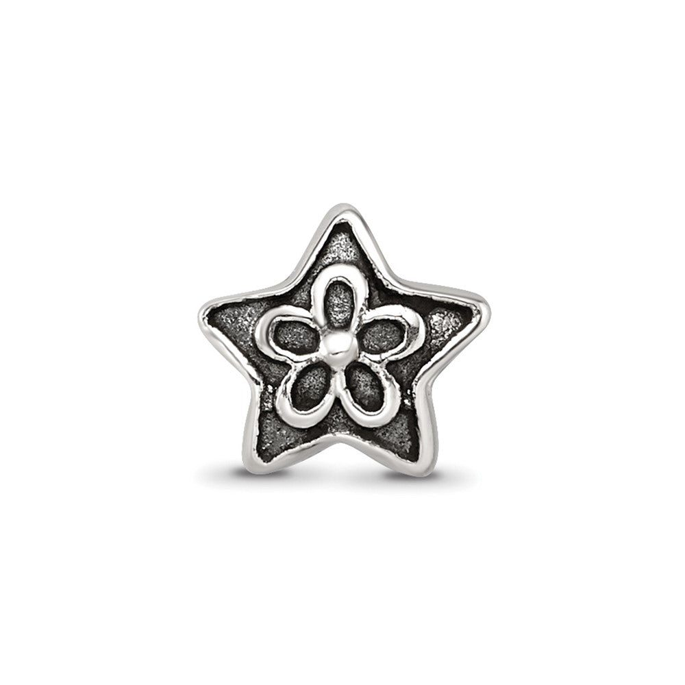 Sterling Silver Reflections Antiqued Star with Flower Bead