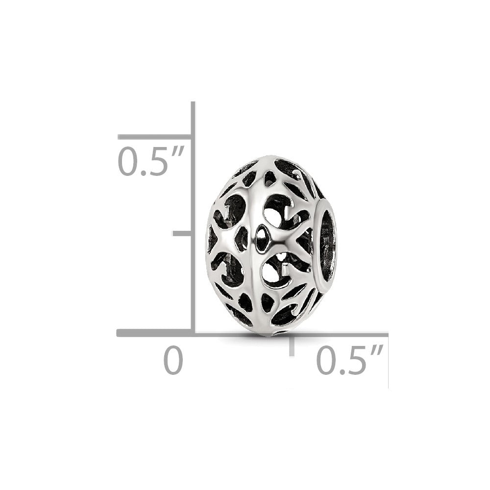 Sterling Silver Reflections Antiqued Hollow Pattern Bead